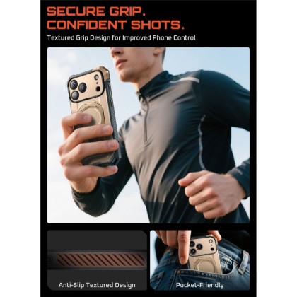 Удароустойчив кейс с MagSafe и стойка за iPhone 17 Pro от Supcase UB Grip Mag - Desert Gold