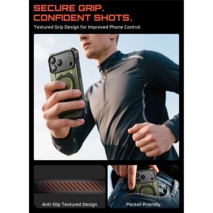 Удароустойчив кейс с MagSafe и стойка за iPhone 17 Pro от Supcase UB Grip Mag - Guldan