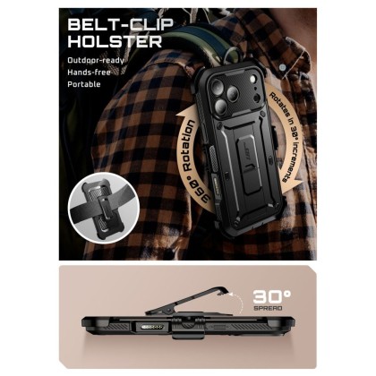 360 градусов калъф за iPhone 17 Pro Max Supcase Unicorn Beetle Pro - Black