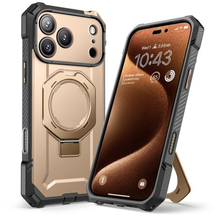 Удароустойчив кейс с MagSafe и стойка за iPhone 17 Pro Max от Supcase UB Grip Mag - Desert Gold
