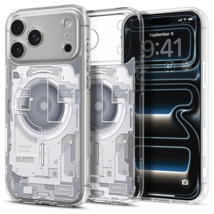 Удароустойчив кейс с MagSafe за iPhone 17 от Spigen Ultra Hybrid - Zero One White