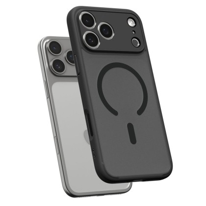Удароустойчив кейс с MagSafe пръстен за iPhone 17 Pro от Spigen Ultra Hybrid Mag - Frost Black