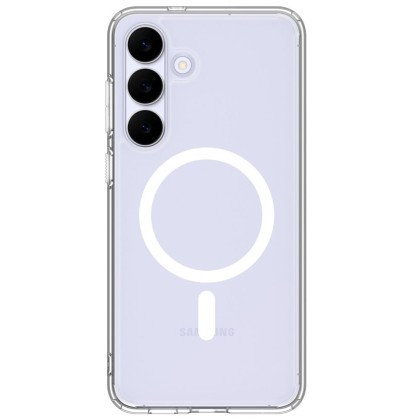 Удароустойчив кейс с MagSafe пръстен за Samsung Galaxy S25 FE от Spigen Ultra Hybrid Mag - Clear / White