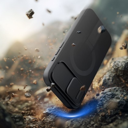 Удароустойчив кейс с MagSafe и капак на камерата за  iPhone 16e от Tech Protect Kevlar Aura - Черен