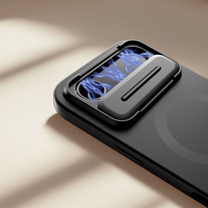 Удароустойчив кейс с MagSafe и капак на камерата за iPhone Air от Tech Protect Kevlar Aura - Черен
