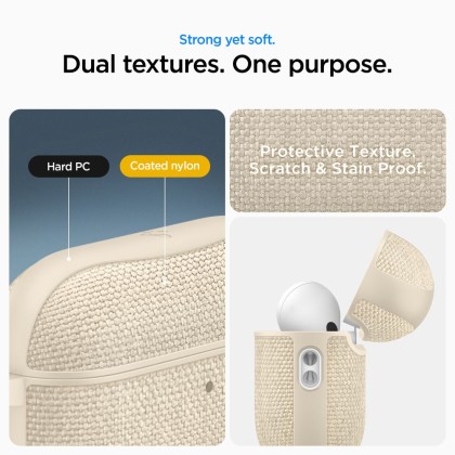 Твърд, текстилен калъф за Apple AirPods Pro 3 от Spigen Urban Fit - Dune Beige