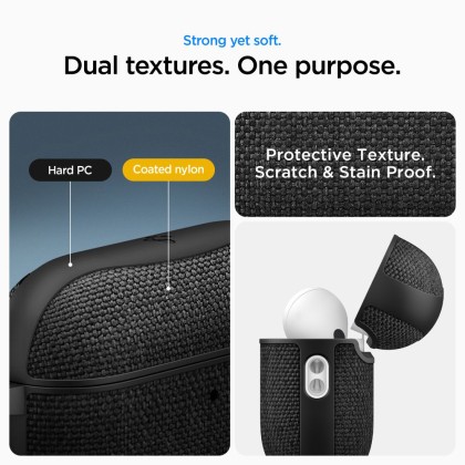Твърд, текстилен калъф за Apple AirPods Pro 3 от Spigen Urban Fit - Black