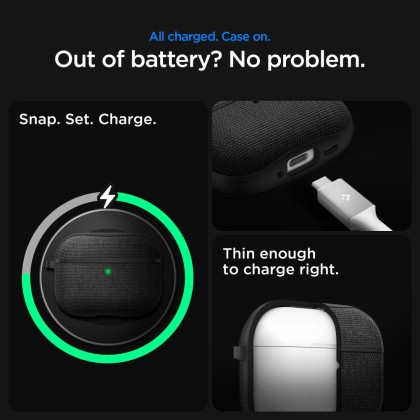 Твърд, текстилен калъф за Apple AirPods Pro 3 от Spigen Urban Fit - Black