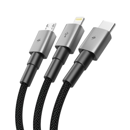 TECH-PROTECT ULTRABOOST DNA 3IN1 LIGHTNING & TYPE-C & MICRO-USB CABLE 3A 120CM IRON GREY