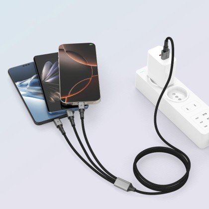 TECH-PROTECT ULTRABOOST DNA 3IN1 LIGHTNING & TYPE-C & MICRO-USB CABLE 3A 120CM IRON GREY