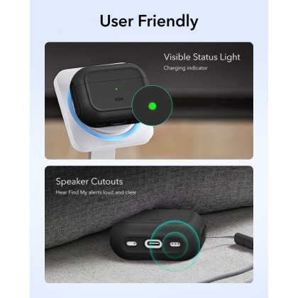 360 градусов калъф за слушалки с MagSafe за Apple AirPods Pro 3 от ESR Orbit Halolock - Black