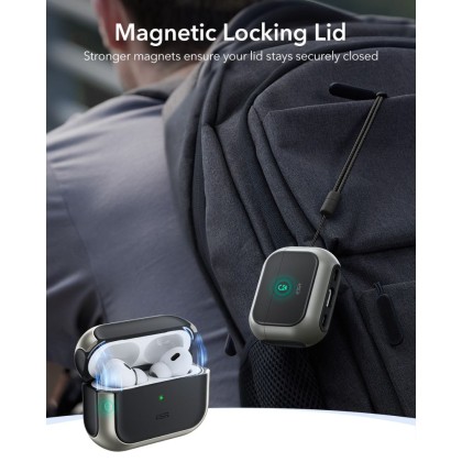 360 градусов калъф за слушалки с MagSafe за Apple AirPods Pro 3 от ESR Orbit Halolock - Titanium