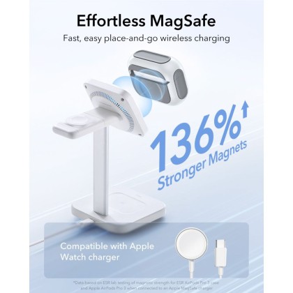 360 градусов калъф за слушалки с MagSafe за Apple AirPods Pro 3 от ESR Orbit Halolock - White