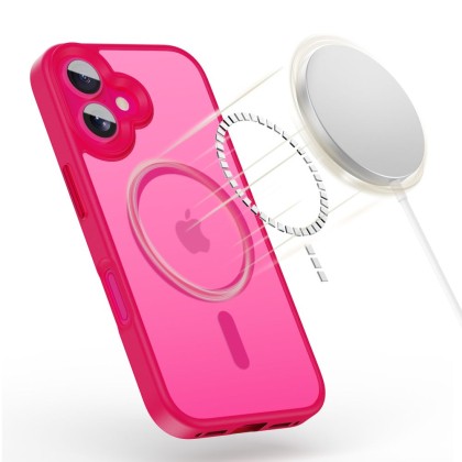 Твърд кейс с MagSafe пръстен за iPhone 16 от Tech-Protect MagMat - Blazing Pink