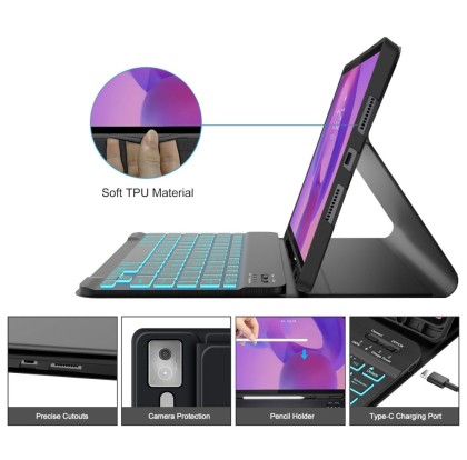 Калъф с блутут клавиатура за Lenovo Idea Tab Pro / Pro MT 12.7" от Tech-Protect SC Pen - Black