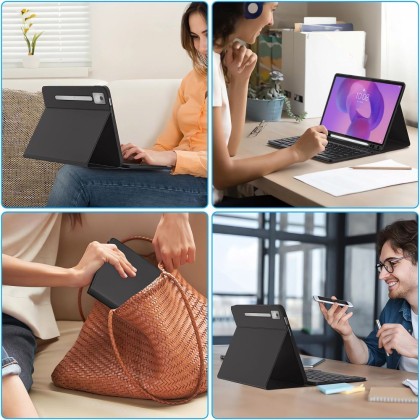 Калъф с блутут клавиатура за Lenovo Idea Tab Pro / Pro MT 12.7" от Tech-Protect SC Pen - Black