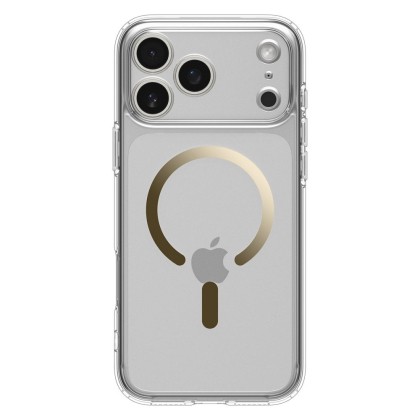 Удароустойчив кейс с MagSafe пръстен за iPhone 17 Pro Max от Spigen Ultra Hybrid Mag - Clear / Gold