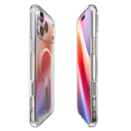 Удароустойчив кейс с MagSafe пръстен за iPhone 17 Pro Max от Spigen Ultra Hybrid Mag - Clear / Gold