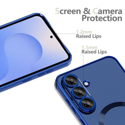 Твърд кейс с MagSafe и протектор за камерата на Samsung Galaxy S25 FE от Tech-Protect MagFlex - Navy Blue