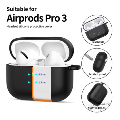 Силиконов калъф за слушалки Apple AirPods Pro 3 от Tech-Protect Silicone Hook - Black