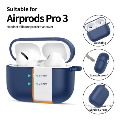 Силиконов калъф за слушалки Apple AirPods Pro 3 от Tech-Protect Silicone Hook - Navy Blue