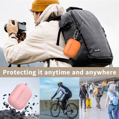 Силиконов калъф за слушалки Apple AirPods Pro 3 от Tech-Protect Silicone Hook - Dusty Pink