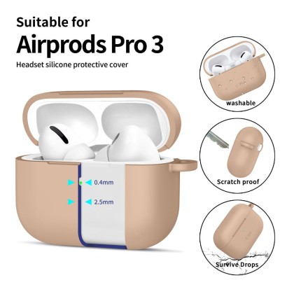 Силиконов калъф за слушалки Apple AirPods Pro 3 от Tech-Protect Silicone Hook - Caffe Latte