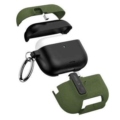 Твърд калъф с карабинер за слушалки Apple AirPods Pro 3 от Tech-Protect Slim Hook - Olive Green