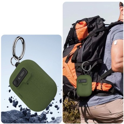 Твърд калъф с карабинер за слушалки Apple AirPods Pro 3 от Tech-Protect Slim Hook - Olive Green