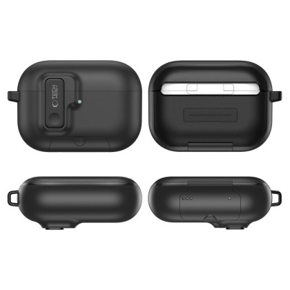 Твърд калъф с карабинер за слушалки Apple AirPods Pro 3 от Tech-Protect Slim Hook - Черен
