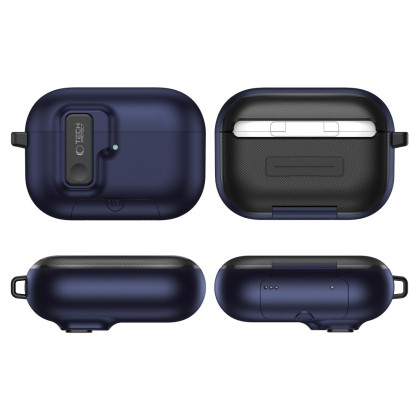 Твърд калъф с карабинер за слушалки Apple AirPods Pro 3 от Tech-Protect Slim Hook - Navy Blue