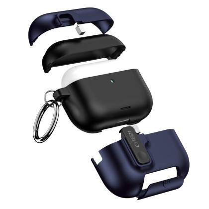 Твърд калъф с карабинер за слушалки Apple AirPods Pro 3 от Tech-Protect Slim Hook - Navy Blue