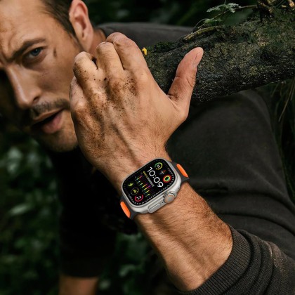 TECH-PROTECT ICONBAND LINE APPLE WATCH 8 / 9 / 10 / 11 / SE / ULTRA (44 / 45 / 46 / 49 MM) GREY/ORANGE