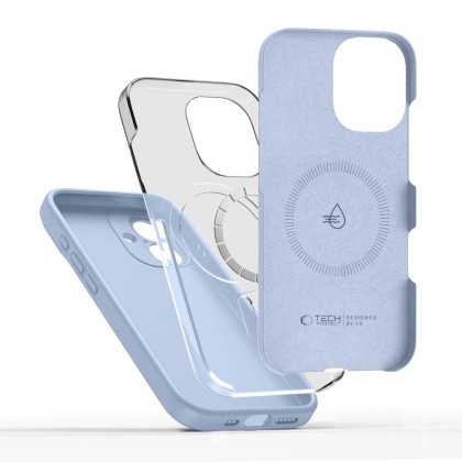 Твърд силиконов кейс с MagSafe за iPhone 17 от Tech-Protect Silicone - Mist Blue