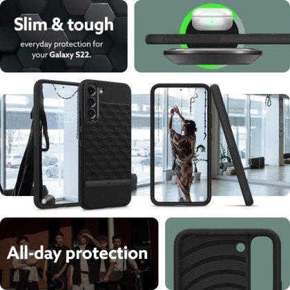 Удароустойчив кейс за Samsung Galaxy S22 от Caseology Parallax - Черен мат