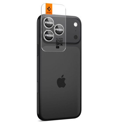 2 броя стъклени протектор за камера на iPhone 16 Pro / Max / 17 Pro / Max от Spigen Optik Pro Glas.TR.Ez Fit - Silver