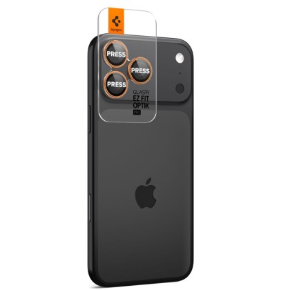 2 броя стъклени протектор за камера на iPhone 16 Pro / Max / 17 Pro / Max от Spigen Optik Pro Glas.TR.Ez Fit - Orange