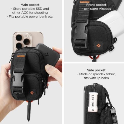 SPIGEN SNAP ZIP MAGSAFE POUCH BLACK