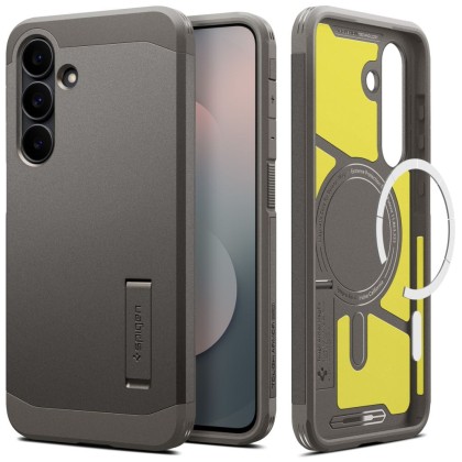 Удароустойчив, твърд кейс с MagSafe за Samsung Galaxy S25 Fe от Spigen Tough Armor Mag - Gunmetal