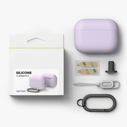 Силиконов калъф за слушалки Apple AirPods Pro 3 от Ringke Silicone - Light Purple