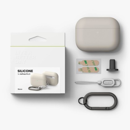 Силиконов калъф за слушалки Apple AirPods Pro 3 от Ringke Silicone - Stone