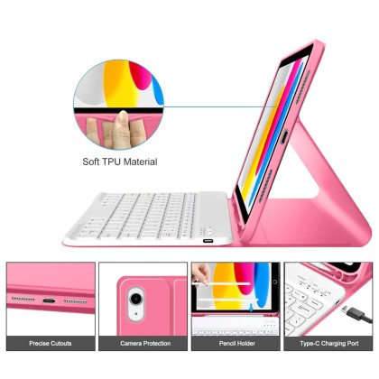 Калъф с блутут клавиатура за iPad 10.9” 10 / 2022 / 11” 11 / 2025 от Tech-Protect SC Pen - Magenta