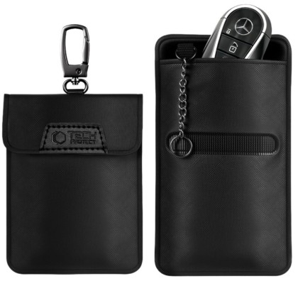KLATKA FARADAYA TECH-PROTECT KLR400 POUCH KEYLESS RFID SIGNAL BLOCKER CASE BLACK/BLACK