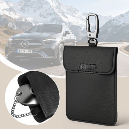 KLATKA FARADAYA TECH-PROTECT KLR400 POUCH KEYLESS RFID SIGNAL BLOCKER CASE BLACK/BLACK