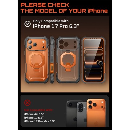 SUPCASE UB GRIP PRO MAG MAGSAFE IPHONE 17 PRO CLEAR/CORAL