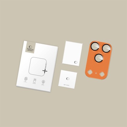 Алуминиев протектор за камера на iPhone 17 Pro от Tech-Protect Camfull Fit+ - Cosmic Orange