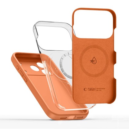 Твърд силиконов кейс с MagSafe за iPhone 17 Pro Max от Tech-Protect Silicone - Cosmic Orange