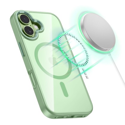 Твърд кейс с MagSafe пръстен за iPhone 17 от Tech-Protect MagMat - Sage / Clear