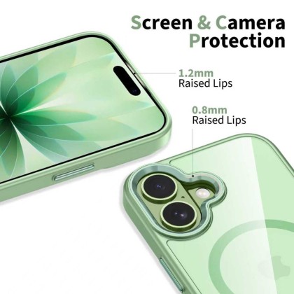 Твърд кейс с MagSafe пръстен за iPhone 17 от Tech-Protect MagMat - Sage / Clear