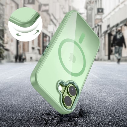 Твърд кейс с MagSafe пръстен за iPhone 17 от Tech-Protect MagMat - Sage / Clear